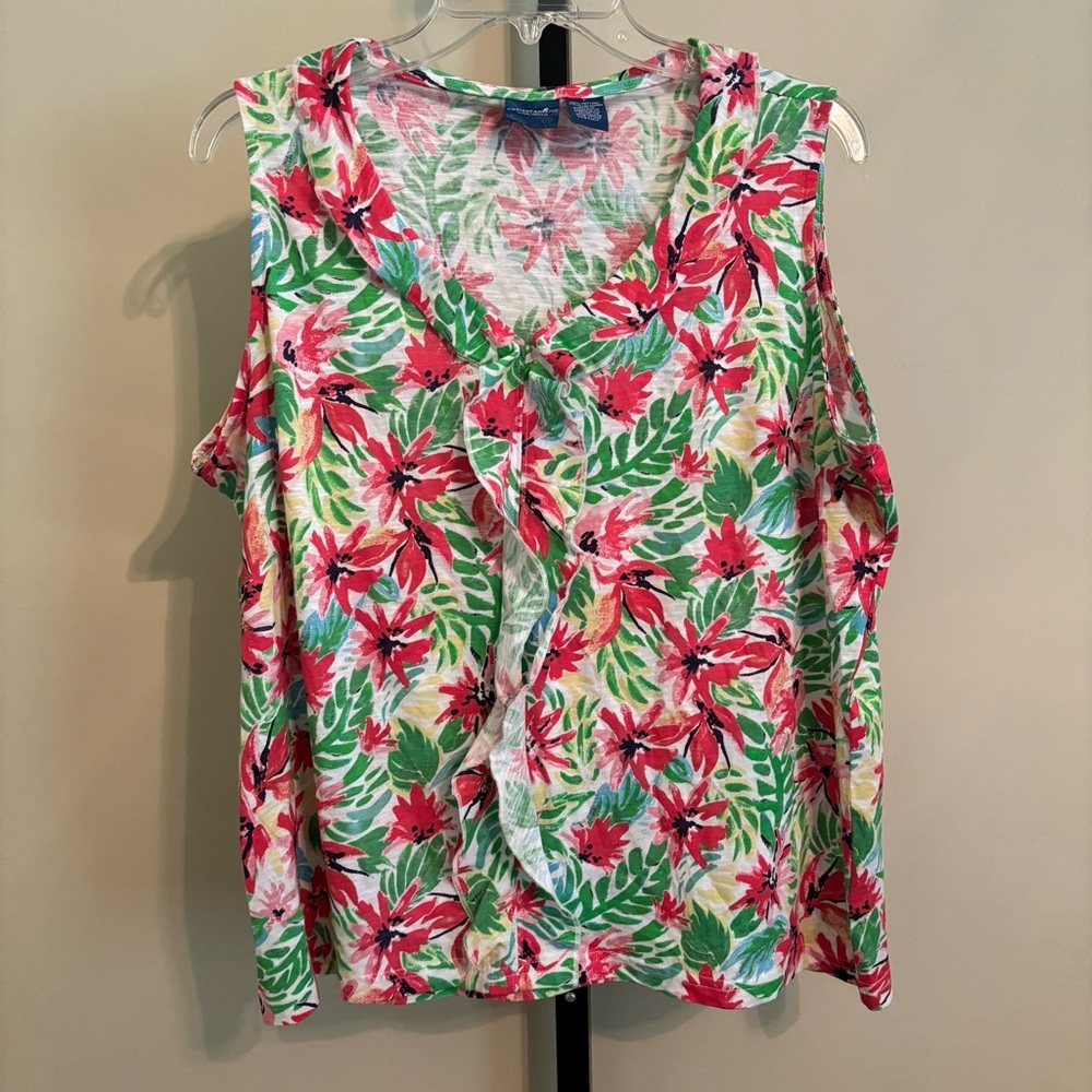 Caribbean Joe Pink Ruffled‎ Blouse